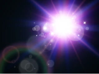 Bright beautiful star.Illustration of a light effect on a transparent background.