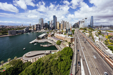 Fototapeta na wymiar Sydney Skyline From The Harbour Bridge in Australia