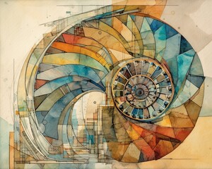 Abstract Mosaic of the Golden Spiral, Generative AI