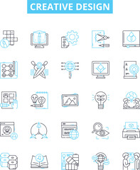 Creative design vector line icons set. Design, Creative, Artistic, Aesthetic, Innovative, Graphic, Stylish illustration outline concept symbols and signs