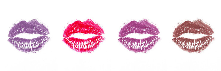 Lipstick kiss mark isolated on white background