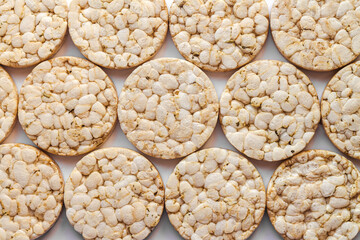 Healthy diet puffed rice cake texture