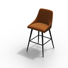 chair with shadow under it isolated on a transparent background, interior furniture, 3D illustration, cg render