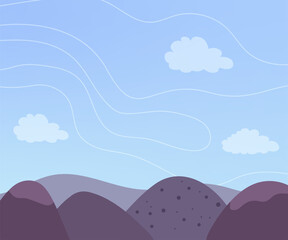 Fototapeta na wymiar Purple mountaine landscape, view, background. Vector illustration
