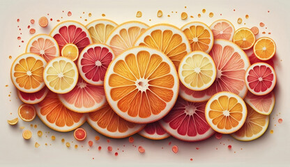 Assorted citrus fruits. Generative AI.