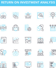 Fototapeta na wymiar Return on investment analysis vector line icons set. ROI, Analysis, Return, Investment, Financial, Profitability, Cost-Benefit illustration outline concept symbols and signs