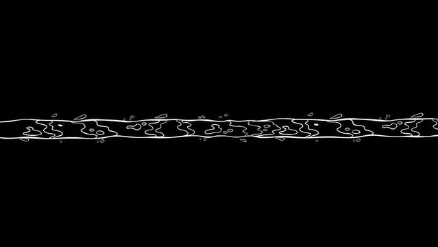 Cartoon water stream through the screen.
Beginning and end of the movement
Water with splashes in motion, cartoon style.
 Isolated on alpha channel background, 4K.
