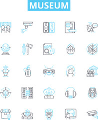 Museum vector line icons set. Museum, Exhibit, Artifact, Collection, Exhibiton, Artwork, Exhibition illustration outline concept symbols and signs