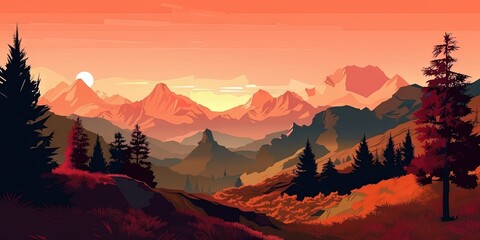 Swiss Sunrise over Autumn Peaks, Generative AI - obrazy, fototapety, plakaty
