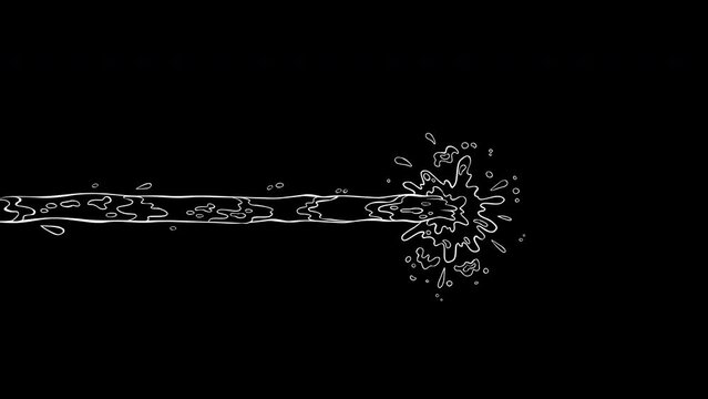 Cartoon water stream. Beginning and end of the movement
Water with splashes in motion, cartoon style.
 Isolated on alpha channel background, 4K.