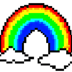 Obraz premium Pixel art rainbow image on a white background ai generated image.