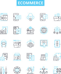Ecommerce vector line icons set. Shopping, Online, Marketplace, Retail, Payment, Storefront, Investment illustration outline concept symbols and signs