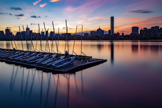 Charles River at sunrise, Boston, Massachusetts, New England
