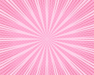 Obraz premium 集中線とサンバーストの背景素材（ピンク）