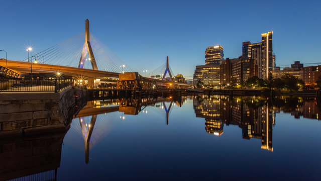 Zakim Bunker Hill Bridge Reflection, Boston, Massachusetts, New England