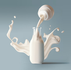 Vector illustration of fresh milk with a splash - 583876340