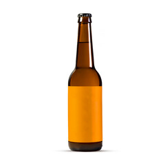 Isolated bottles on a white background, beautiful glare on glass, copy space, beer containers, champagne or cider bottle, alcoholic beverages , loyal advertising