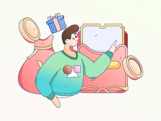 Holiday Shopping E-Commerce Online Shopping People Flat Vector Concept Operation Hand Drawn Illustration
