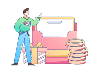 Holiday Shopping E-Commerce Online Shopping People Flat Vector Concept Operation Hand Drawn Illustration
