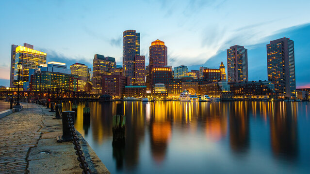 Boston Waterfront Reflection, Boston, Massachusetts, New England
