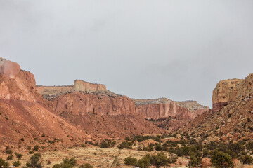 Stunning red rock mountain valley in the high desert of rural New Mexico