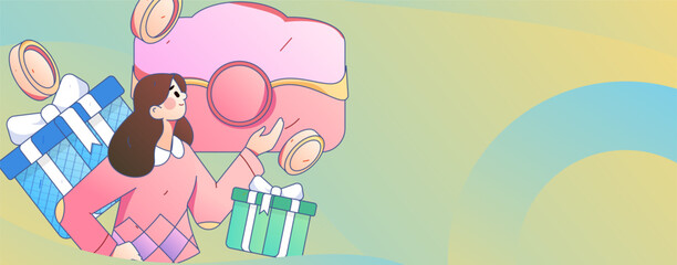 Holiday Shopping E-Commerce Online Shopping People Flat Vector Concept Operation Hand Drawn Illustration
