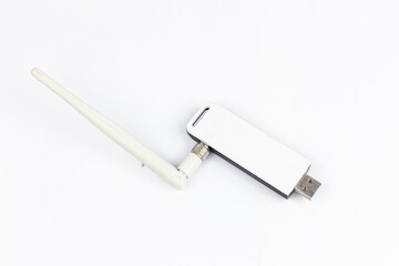 White usb flash drive isolated on a white background. Close up.