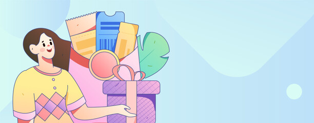 Holiday Shopping E-Commerce Online Shopping People Flat Vector Concept Operation Hand Drawn Illustration
