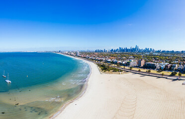 View towards Melbourne from St Kilda in Australia