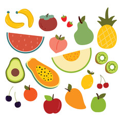 hand drawing cartoon fruit sticker set