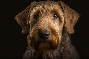 A Stunning Airedale Terrier Dog Image on Dark Background - Capturing the Bold and Loyal Personality of the Breed