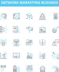 Network marketing business vector line icons set. Network, Marketing, Business, MLM, Direct, Selling, Home-Based illustration outline concept symbols and signs