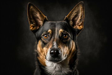 Fototapeta premium Discover the Athletic and Loyal Australian Kelpie Dog on a Striking Dark Background