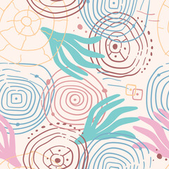 Seamless color pattern with hand-drawn doodles