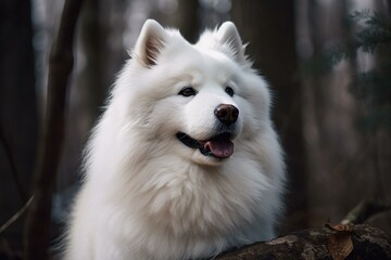 Fototapeta premium Samoyed, family dog, Generative AI