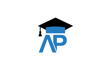 Education letter AP symbol. Graduation cap logo and sign