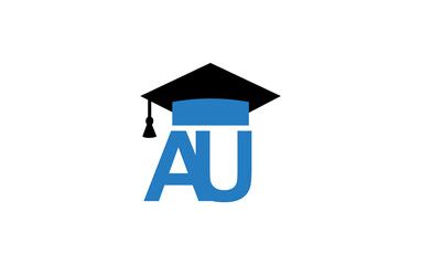 Education letter AU symbol. Graduation cap logo and sign