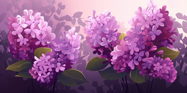 Spring garden background with blossoming purple lilac flowers, Generative AI