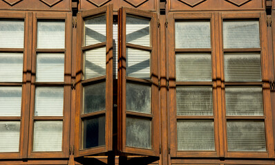old wooden windows. Tradicional. Rural. Asturias. Spain