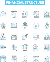 Financial structure vector line icons set. Finance, Structure, Capital, Funds, Assets, Equity, Debt illustration outline concept symbols and signs