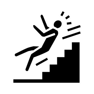 steps fall man accident glyph icon vector illustration