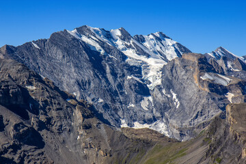 Close view of  the Jungfrau Swiss Alps and glacier from Schlithorn mountain
