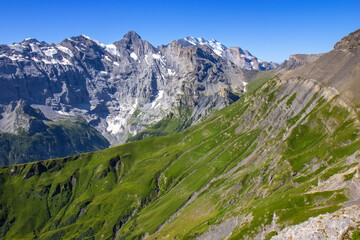 Fototapeta na wymiar Scenic view on the Jungfrau Swiss Alps and glacier