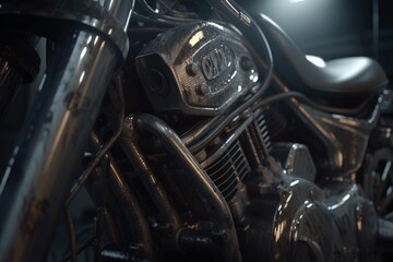 Motorcycle engine close-up. Generative AI