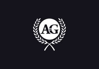 Laurel wreath logo and laurel wreath circle leaf icon design with letters. Laurel wreath leaf circle favicon and icon