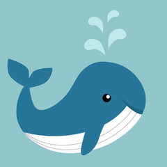 simple vector illustration blue whale