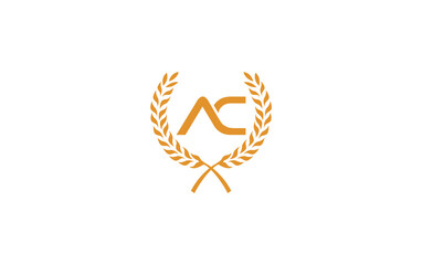 Laurel wreath logo and laurel wreath circle leaf icon design with letters. Laurel wreath leaf circle favicon and icon