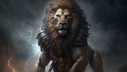 The giant king the strongest lion. Generative AI