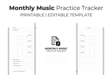 Monthly Music Practice Tracker KDP Interior