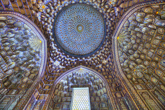 Interior Ceiling, Tuman Oko Mausoleum, Shah-I-Zinda, UNESCO World Heritage Site, Samarkand